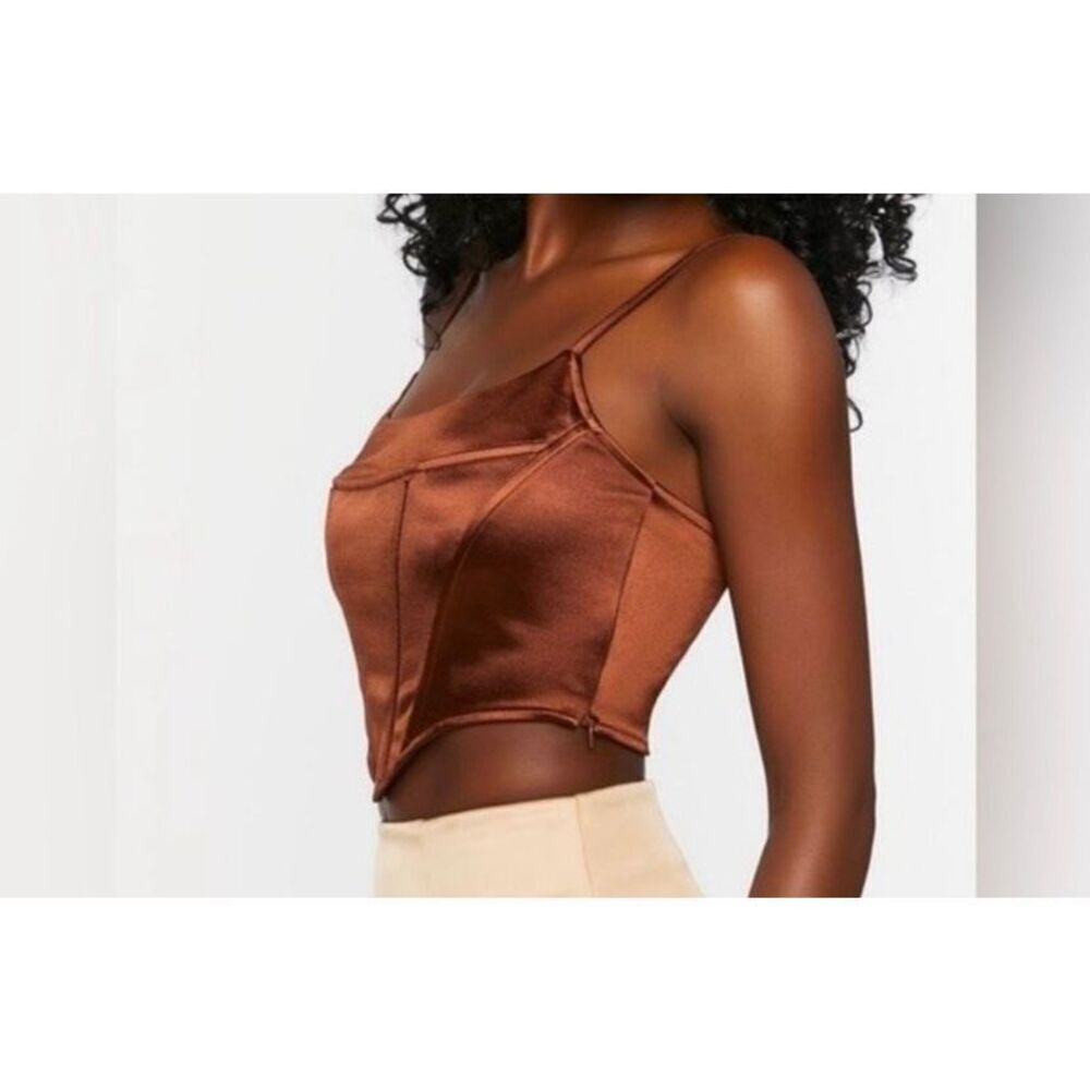 Forever, 21 women’s brown satin corset, crop top size medium